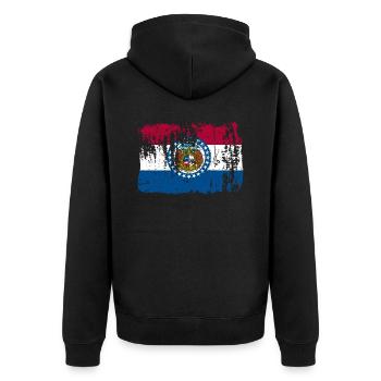 Missouri flaggen geschenk - Unisex Premium Bio Zip Hoodie - Schwarz - Hinten - Nico (187cm)