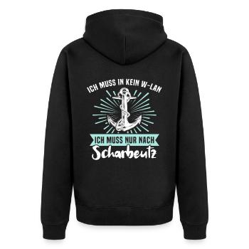 Scharbeutz Sprüche Scharbeutzer Spruch - Unisex Premium Bio Zip Hoodie - Schwarz - Hinten - Nico (187cm)