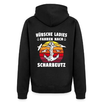 Scharbeutz Sprüche Scharbeutzer Spruch - Unisex Premium Bio Zip Hoodie - Schwarz - Hinten - Nico (187cm)
