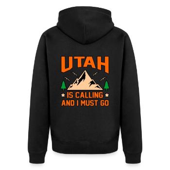 Utah Reist Geschenk - Unisex Premium Bio Zip Hoodie - Schwarz - Hinten - Nico (187cm)