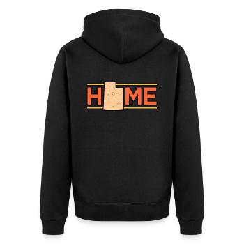 Utah haus geschenk - Unisex Premium Bio Zip Hoodie - Schwarz - Hinten - Nico (187cm)