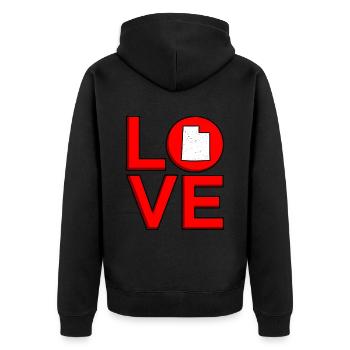 Liebe Utah Geschenk - Unisex Premium Bio Zip Hoodie - Schwarz - Hinten - Nico (187cm)