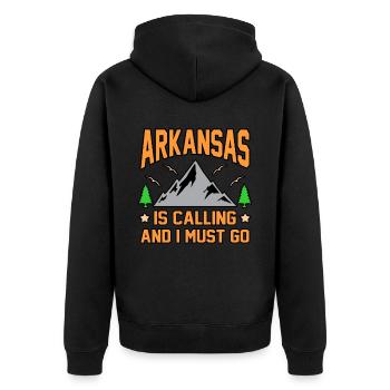 Visit Arkansas Gift - Unisex Premium Organic Zip Hoodie - black - Back - Nico (187cm)