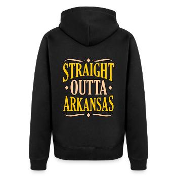 Directly From Arkansas Gift - Unisex Premium Organic Zip Hoodie - black - Back - Nico (187cm)