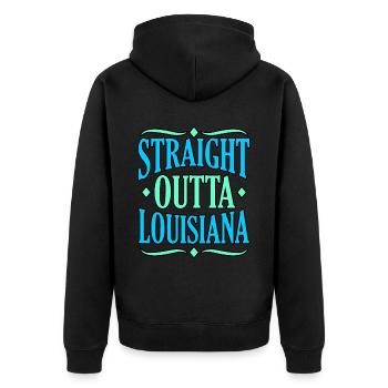 Direkt Aus Louisiana Geschenk - Unisex Premium Bio Zip Hoodie - Schwarz - Hinten - Nico (187cm)