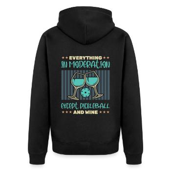 Drôle de vin et de pickleball - Veste à capuche bio Premium Unisexe - noir - Dos - Nico (187cm)