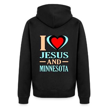 Ich Liebe Jesus Und Minnesota geschenk - Unisex Premium Bio Zip Hoodie - Schwarz - Hinten - Nico (187cm)