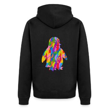 Penguin Colorful - Unisex Premium Organic Zip Hoodie - black - Back - Nico (187cm)