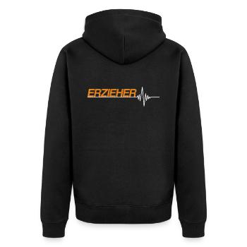 Erzieher - Unisex Premium Bio Zip Hoodie - Schwarz - Hinten - Nico (187cm)