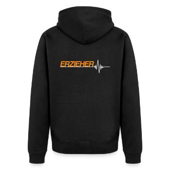 Erzieher - Unisex Premium Bio Zip Hoodie - Schwarz - Hinten - Nico (187cm)