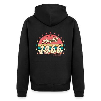 1966 August Vintage - Unisex Premium Bio Zip Hoodie - Schwarz - Hinten - Nico (187cm)