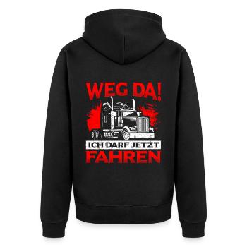 LKW Führerschein Bestanden Weg Da! Geschenk LKW-Fa - Unisex Premium Bio Zip Hoodie - Schwarz - Hinten - Nico (187cm)