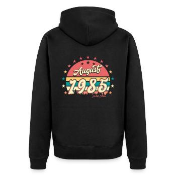 Salutations d’anniversaire 1985 Août - Veste à capuche bio Premium Unisexe - noir - Dos - Nico (187cm)