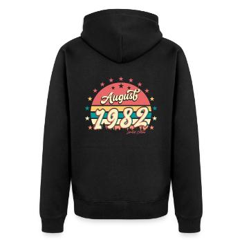 40e anniversaire août 1982 - Veste à capuche bio Premium Unisexe - noir - Dos - Nico (187cm)