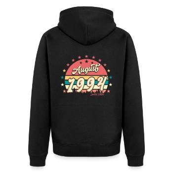 Baujahr 1994 Im August - Unisex Premium Bio Zip Hoodie - Schwarz - Hinten - Nico (187cm)