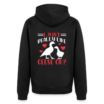 J’aime juste les oies Très bien? Oie animale - Veste à capuche bio Premium Unisexe - noir - Dos - Nico (187cm)