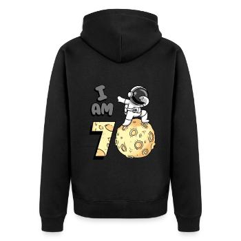 Je suis 1 chambre astronaute enfant Moon Walker 1. - Veste à capuche bio Premium Unisexe - noir - Dos - Nico (187cm)