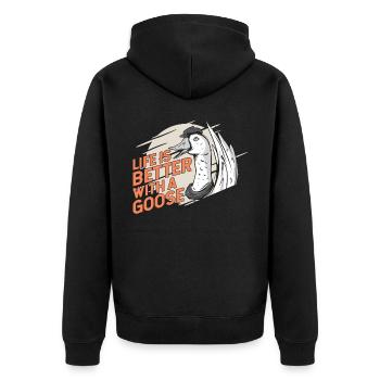 Life Is Better With A Goose Animal Geese - Unisex Premium Organic Zip Hoodie - black - Back - Nico (187cm)