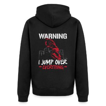 Attention I jump over everything Parkour Traceur - Unisex Premium Organic Zip Hoodie - black - Back - Nico (187cm)
