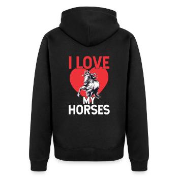 I love my horses riders horse riding - Unisex Premium Organic Zip Hoodie - black - Back - Nico (187cm)