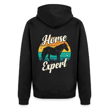Horse Expert Horse Riding Stable Riding Rider - Unisex Premium Organic Zip Hoodie - black - Back - Nico (187cm)
