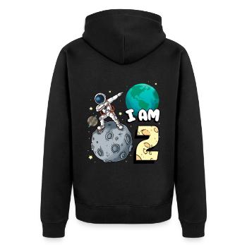 I am 2 room astronaut child Moon Walker 2. - Unisex Premium Organic Zip Hoodie - black - Back - Nico (187cm)