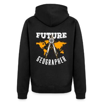 Future Geography Student Geography - Unisex Premium Organic Zip Hoodie - black - Back - Nico (187cm)