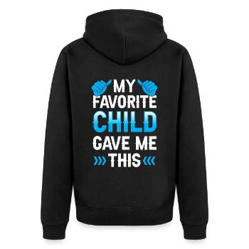 Mein Lieblingskind Hat Mir Dad Geschenkt Papa - Unisex Premium Bio Zip Hoodie - Schwarz - Hinten - Nico (187cm)