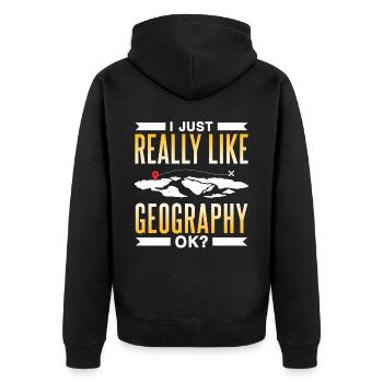 J’aime juste la géographie très bien? Géographe - Veste à capuche bio Premium Unisexe - noir - Dos - Nico (187cm)