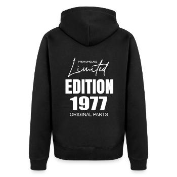 Limited Edition 1977 - Unisex Premium Organic Zip Hoodie - black - Back - Nico (187cm)