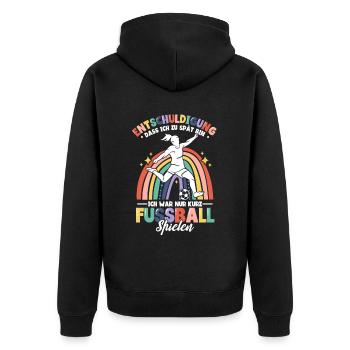 Fußballspielerin Frauen Fußball - Unisex Premium Bio Zip Hoodie - Schwarz - Hinten - Nico (187cm)