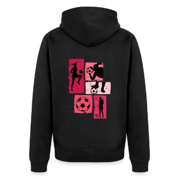 Fußballspielerin Frauen Fußball - Unisex Premium Bio Zip Hoodie - Schwarz - Hinten - Nico (187cm)