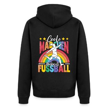 Fußball Coole Mädchen spielen Fußball - Unisex Premium Bio Zip Hoodie - Schwarz - Hinten - Nico (187cm)