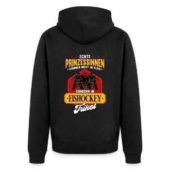Eishockey Frauen Eishockeyspielerin - Unisex Premium Bio Zip Hoodie - Schwarz - Hinten - Nico (187cm)