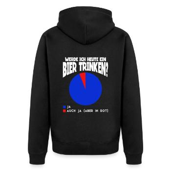 Werde ich heute ein Bier trinken Bier - Unisex Premium Bio Zip Hoodie - Schwarz - Hinten - Nico (187cm)