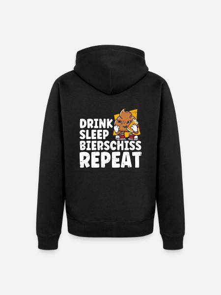 Drink Sleep Bierschiss Repeat Bier - Unisex Premium Bio Zip Hoodie - Schwarz
