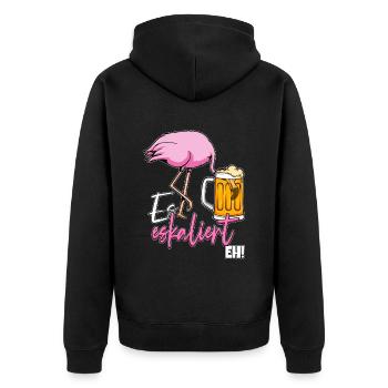 Es Eskaliert Eh Flamingo Bier Disko Festival - Unisex Premium Bio Zip Hoodie - Schwarz - Hinten - Nico (187cm)