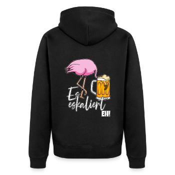 Es Eskaliert Eh Flamingo Bier Disko Festival - Unisex Premium Bio Zip Hoodie - Schwarz - Hinten - Nico (187cm)