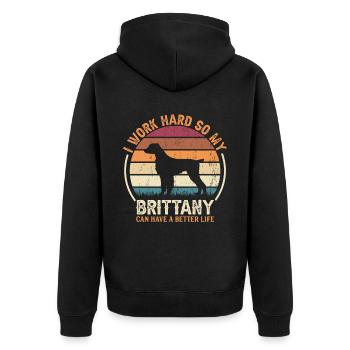 Travailler dur - Retro Brittany - Veste à capuche bio Premium Unisexe - noir - Dos - Nico (187cm)