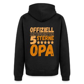 Opa Großvater - Unisex Premium Bio Zip Hoodie - Schwarz - Hinten - Nico (187cm)