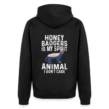 Lustiger Honigdachs - Unisex Premium Bio Zip Hoodie - Schwarz - Hinten - Nico (187cm)