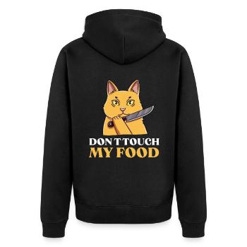 Katze Futter Essen Geschenk - Unisex Premium Bio Zip Hoodie - Schwarz - Hinten - Nico (187cm)
