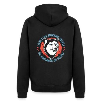 Siberian Husky Hund - Unisex Premium Bio Zip Hoodie - Schwarz - Hinten - Nico (187cm)
