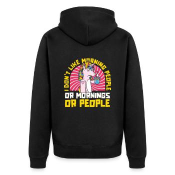 Einhorn Unicorn - Unisex Premium Bio Zip Hoodie - Schwarz - Hinten - Nico (187cm)