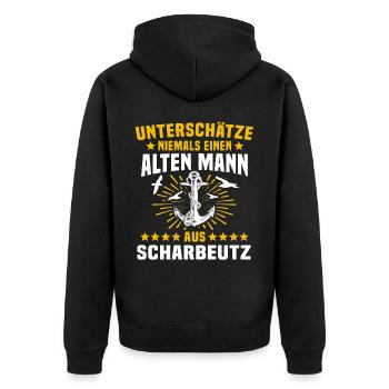 Scharbeutz Sprüche Scharbeutzer Ostsee - Unisex Premium Bio Zip Hoodie - Schwarz - Hinten - Nico (187cm)