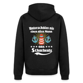Scharbeutz Sprüche Scharbeutzer Ostsee - Unisex Premium Bio Zip Hoodie - Schwarz - Hinten - Nico (187cm)