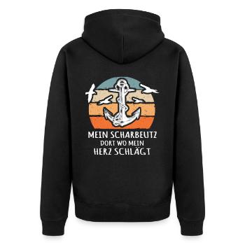 Scharbeutz Sprüche Scharbeutzer Ostsee - Unisex Premium Bio Zip Hoodie - Schwarz - Hinten - Nico (187cm)