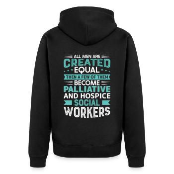 All Men Are Created Equal - Unisex Premium Bio Zip Hoodie - Schwarz - Hinten - Nico (187cm)