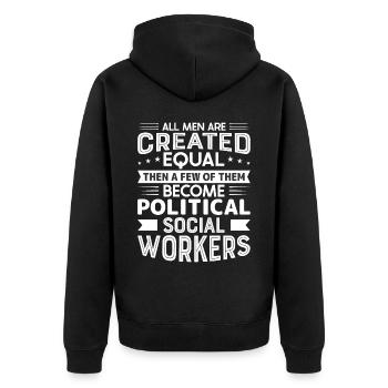 All Men Are Created Equal - Unisex Premium Bio Zip Hoodie - Schwarz - Hinten - Nico (187cm)