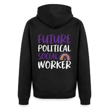 Futur travailleur social politique - Veste à capuche bio Premium Unisexe - noir - Dos - Nico (187cm)